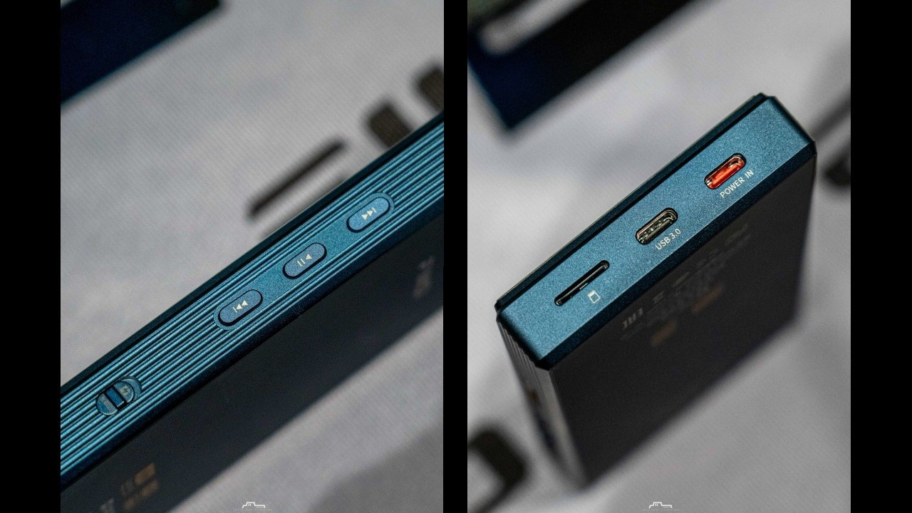 Buttons and USB ports of the FiiO M33 Digital Audio Player (DAP).