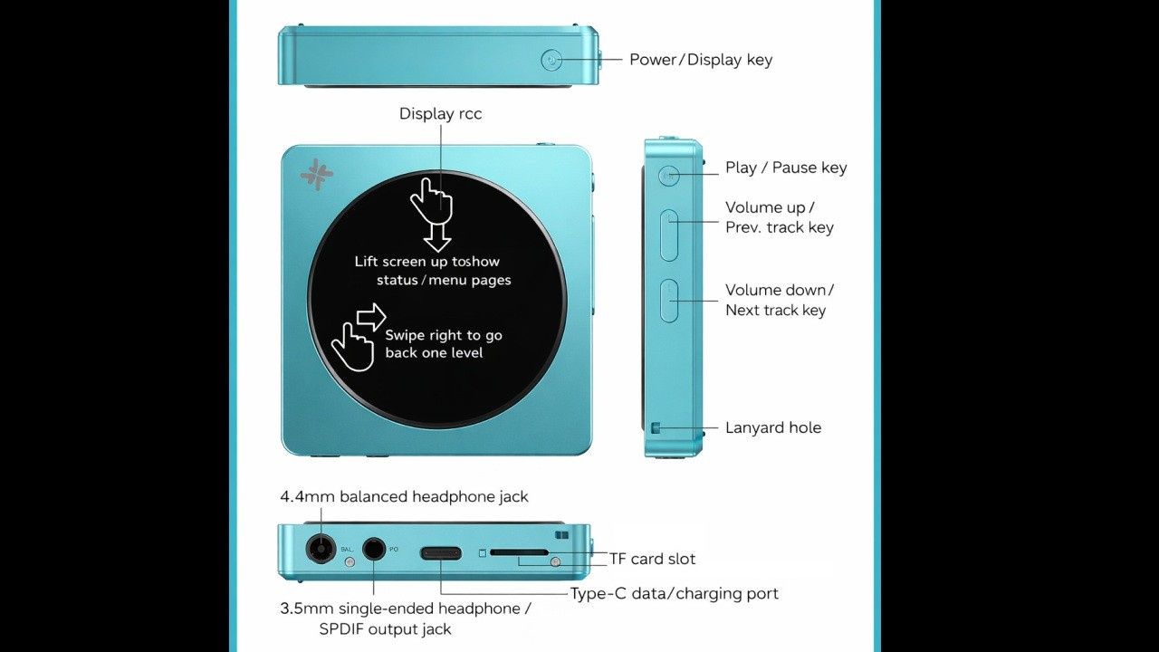 Gesture and button controls on the SnowSky Disc.