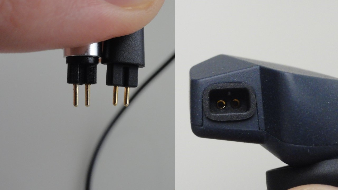 Proprietary 2-pin connectors and fit of the Final Audio A4000 in-ear monitor (IEM) earphones.