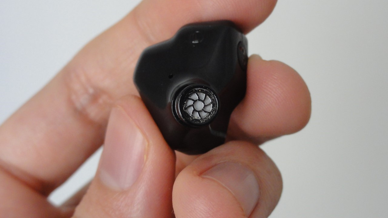 Nozzle filters (sound outlet) of an in-ear earphone.