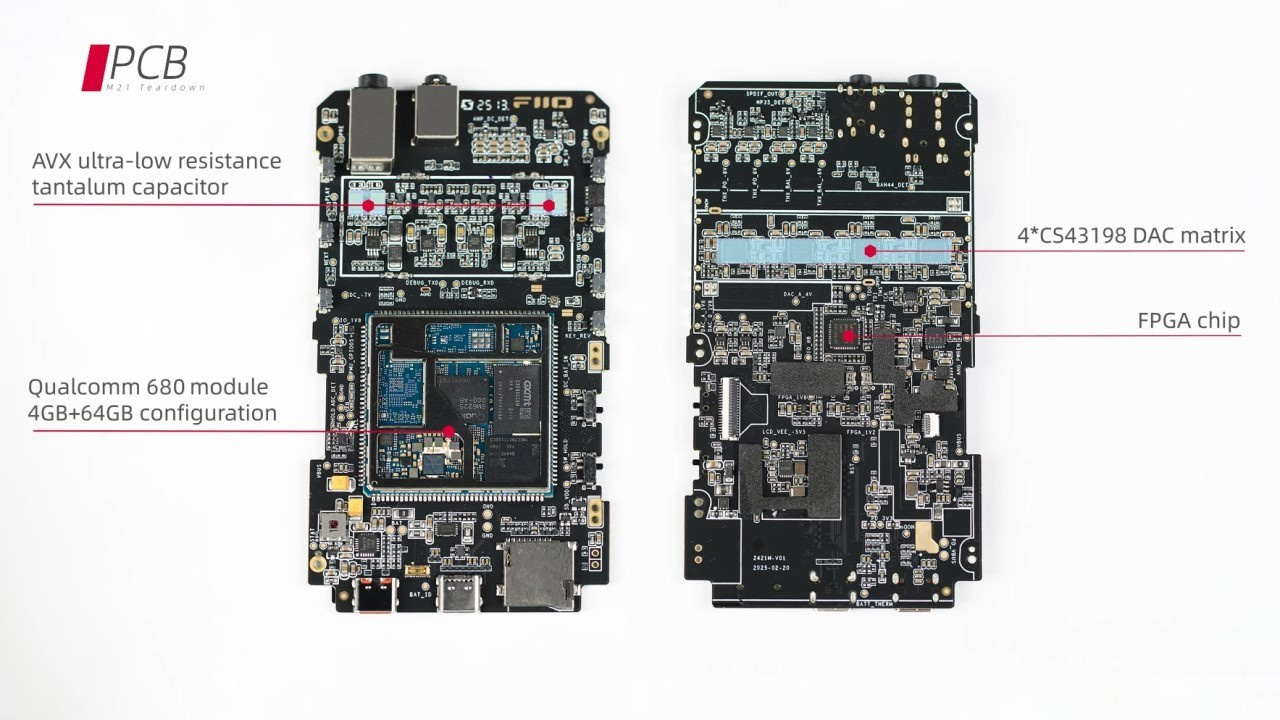 Printed circuit boards of the FiiO M21 Digital Audio Player (DAP).