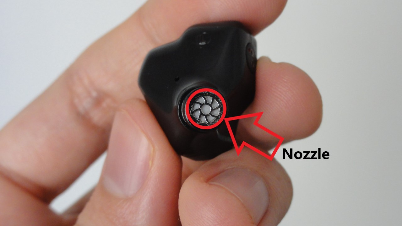 Nozzle of an in-ear monitor (IEM) earphone.