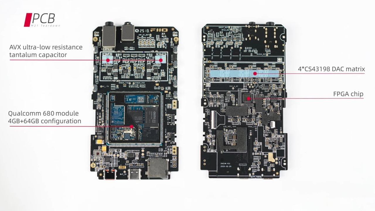 Placas eletrônicas (PCB) do DAP (Digital Audio Player) FiiO M21
