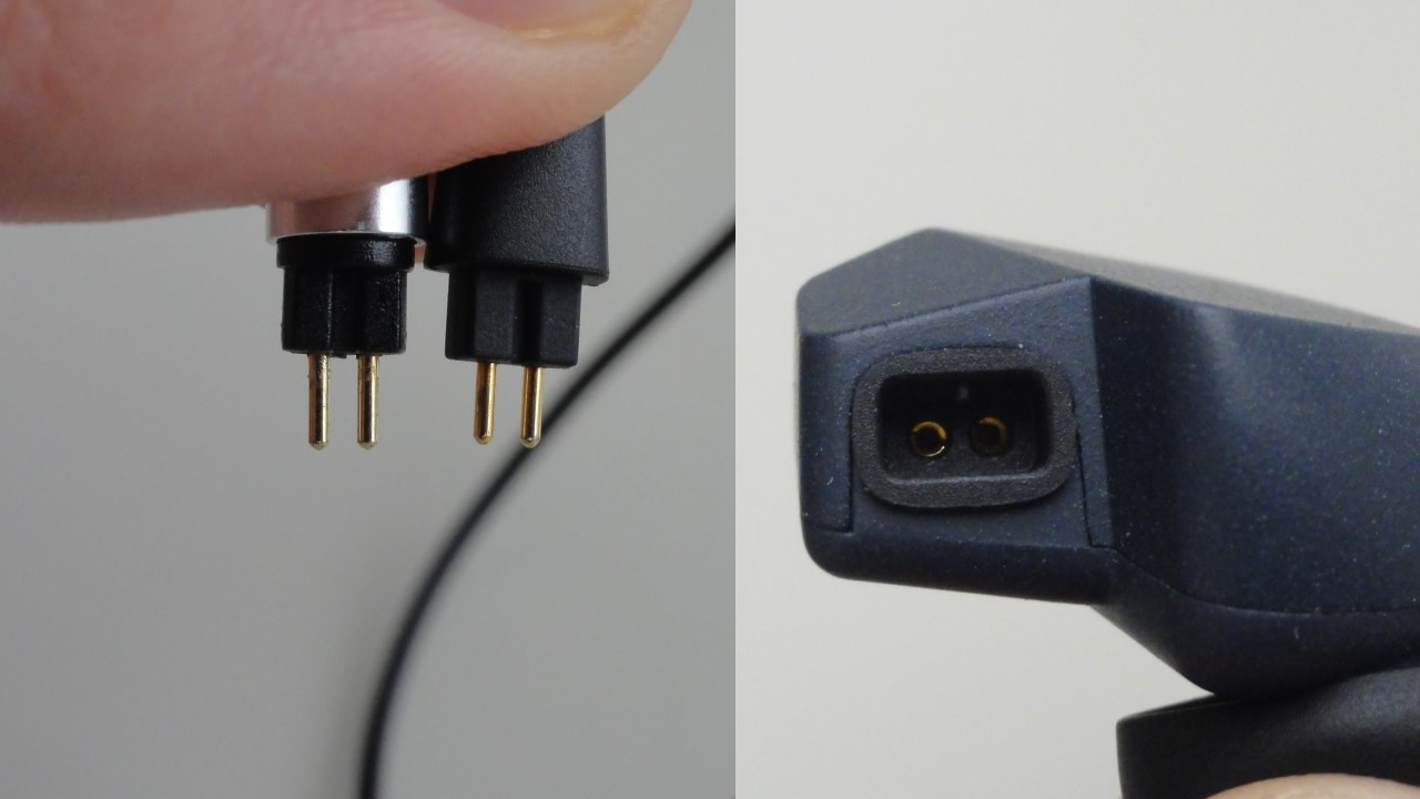 Conectores 2-pin proprietários e encaixe do fone de ouvido in-ear monitor (IEM) Final Audio A4000.