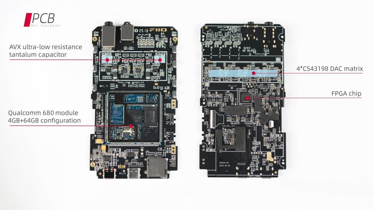Placas do hardware interno do DAP (Digital Audio Player) FiiO M21.