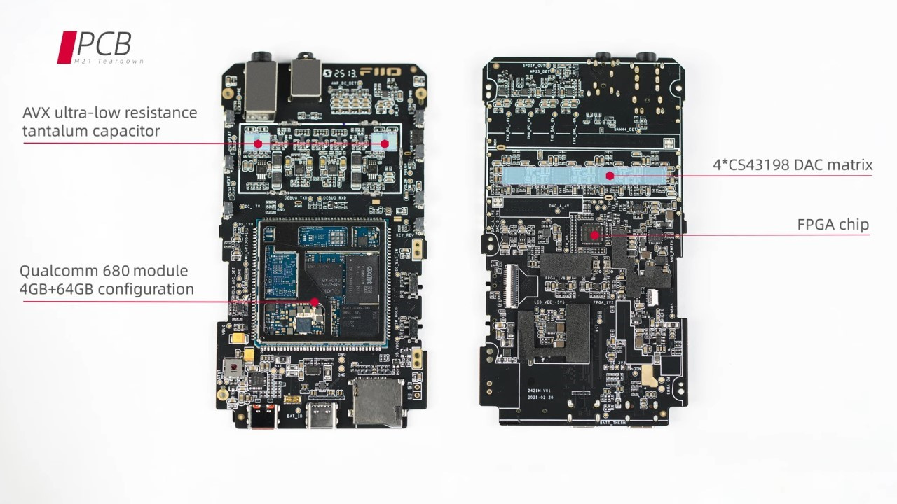 Placas de circuito impresso do DAP (Digital Audio Player) FiiO M21.
