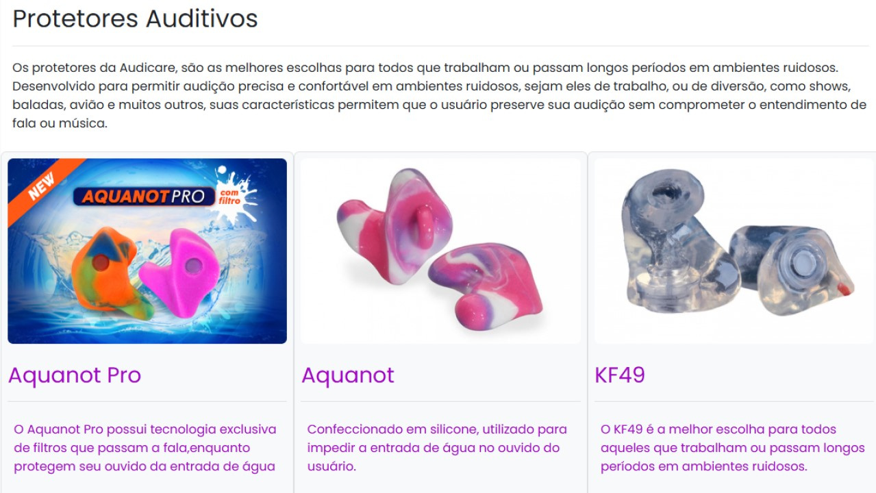 Protetores intra-auriculares personalizadas (customizadas) da Audicare