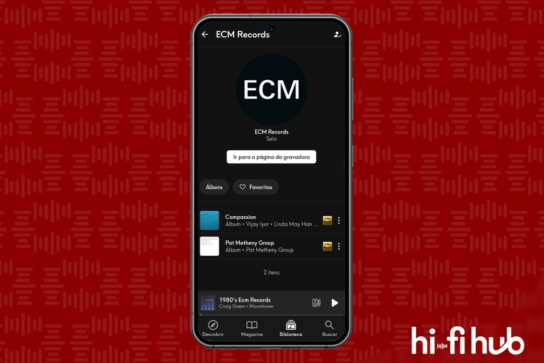 Página do selo da gravadora no app Qobuz para Android.