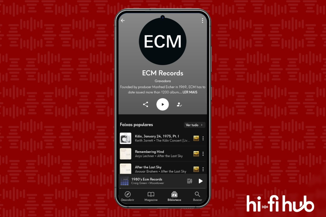 Página do selo da gravadora no app Qobuz para Android.