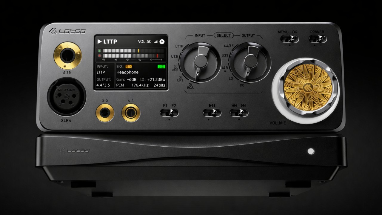 Base de alimentação USB "LPX-01" conectada ao DAC/amp Lotoo Gungnir.